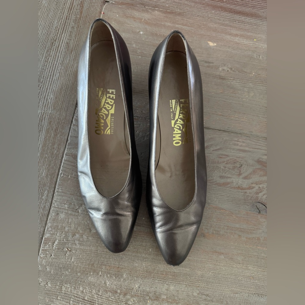 Salvatore Ferragamo Women's Metallic Gray Heels